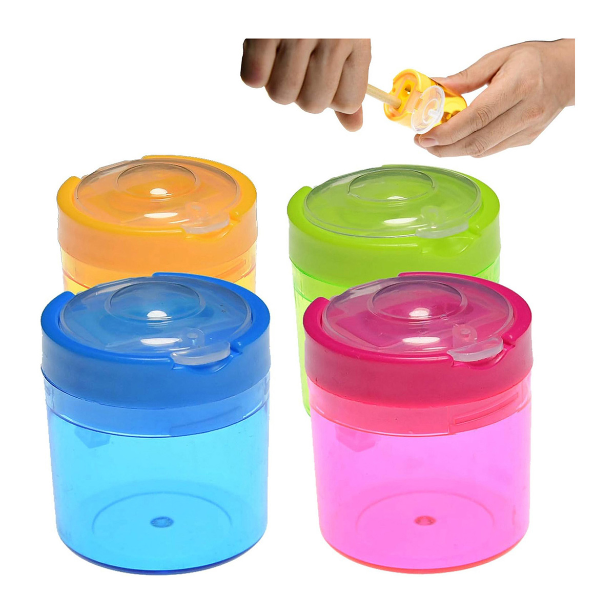 Pencil Sharpener Manual Pencil Sharpener 2 Holes Metal Sharp Blade Crayon XL Sharpener Pack of 4