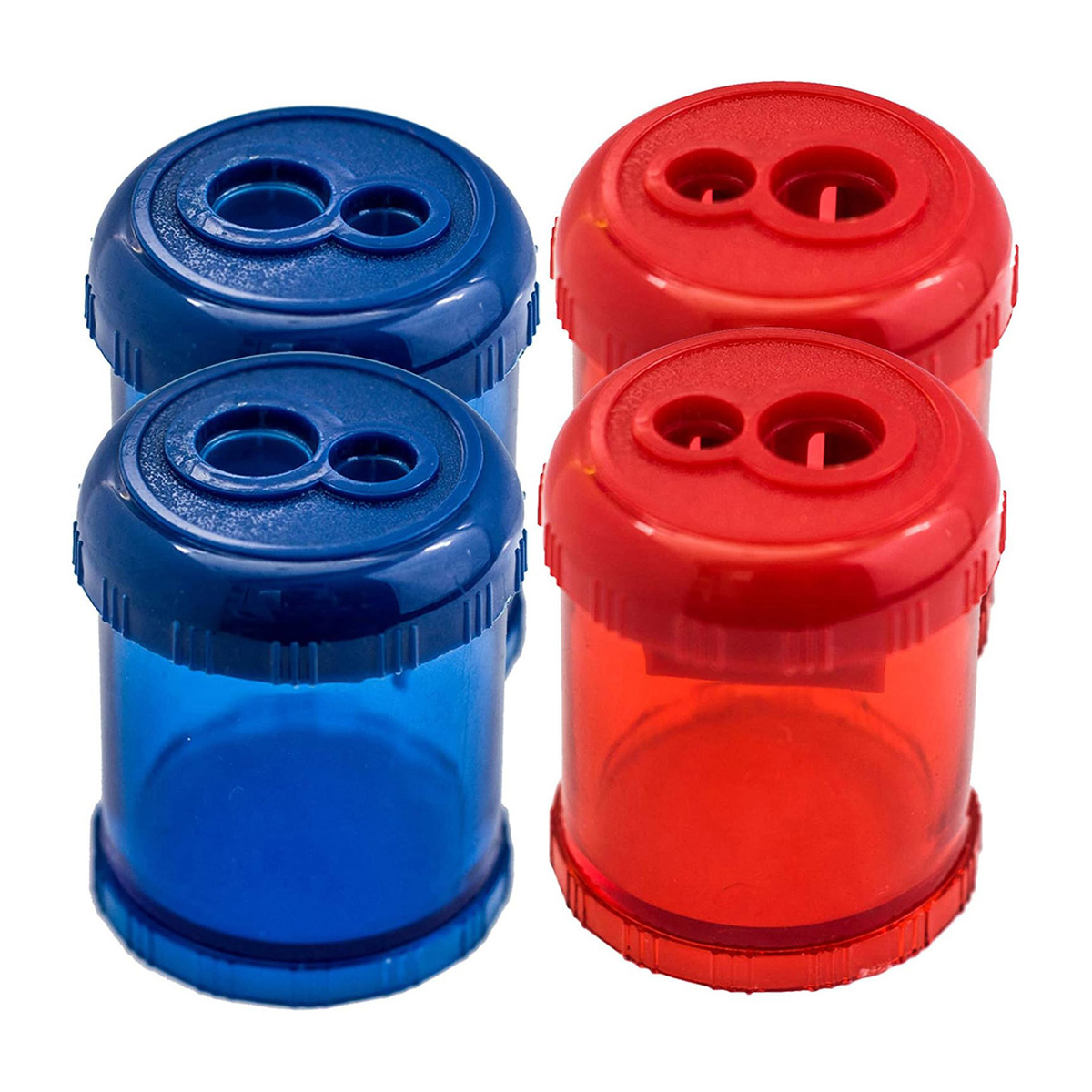 Manual Pencil Sharpener Dual Twin Holes Duty Metal Sharp Blade Jumbo Crayon XL Sharpener Pack 4